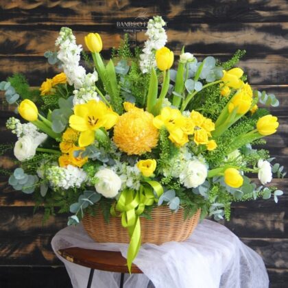 Yellow Tulip Basket